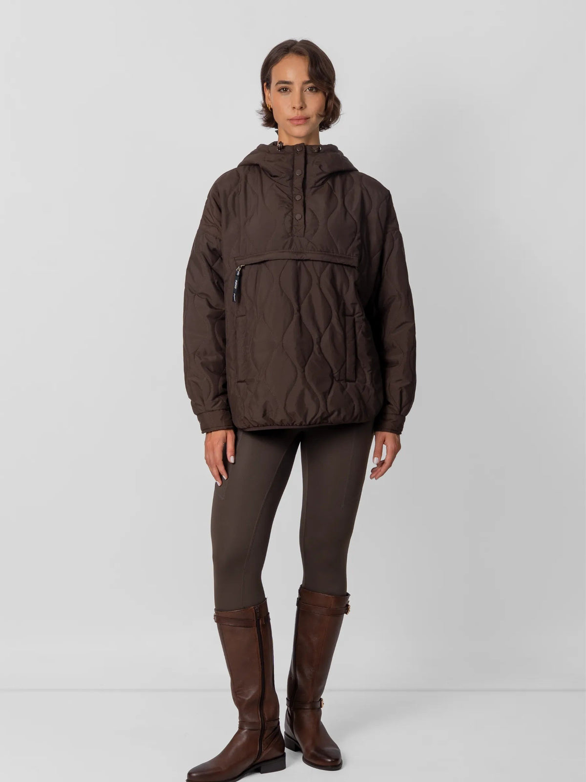 Women's Packable Quilted Puffer Hoodie in black – view 21