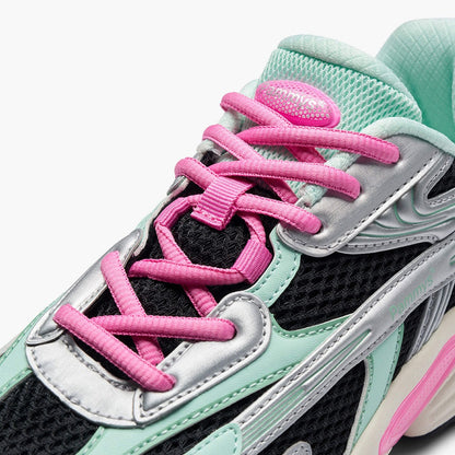 Women's Retro Chunky Trainers in black, mint green, pink, silver – view 4