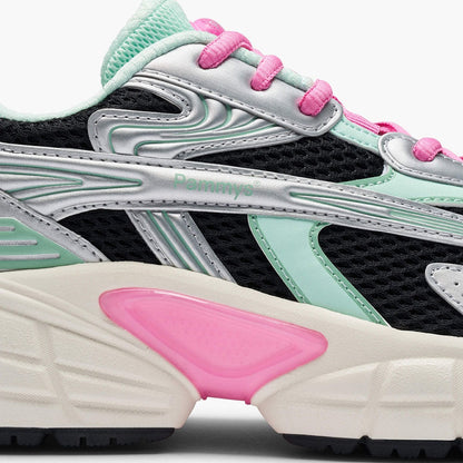 Women's Retro Chunky Trainers in black, mint green, pink, silver – view 6