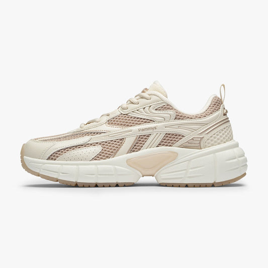 Women's Retro Chunky Trainers in cream, blush pink – side view