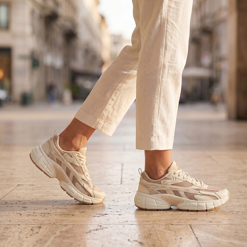 Women's Retro Chunky Trainers in cream, blush pink – view 5