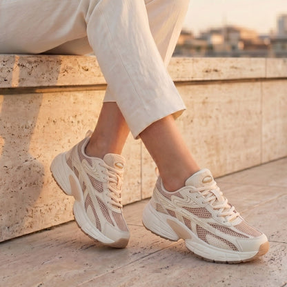 Women's Retro Chunky Trainers in cream, blush pink – view 7