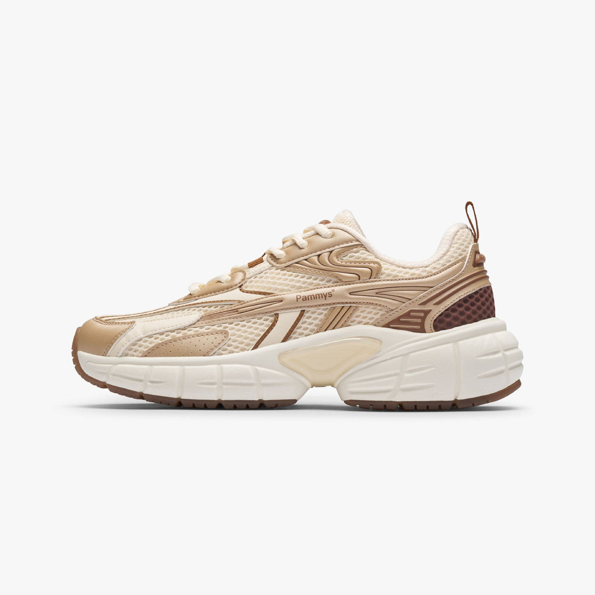 Women's Retro Chunky Trainers in cream, bronze – side view