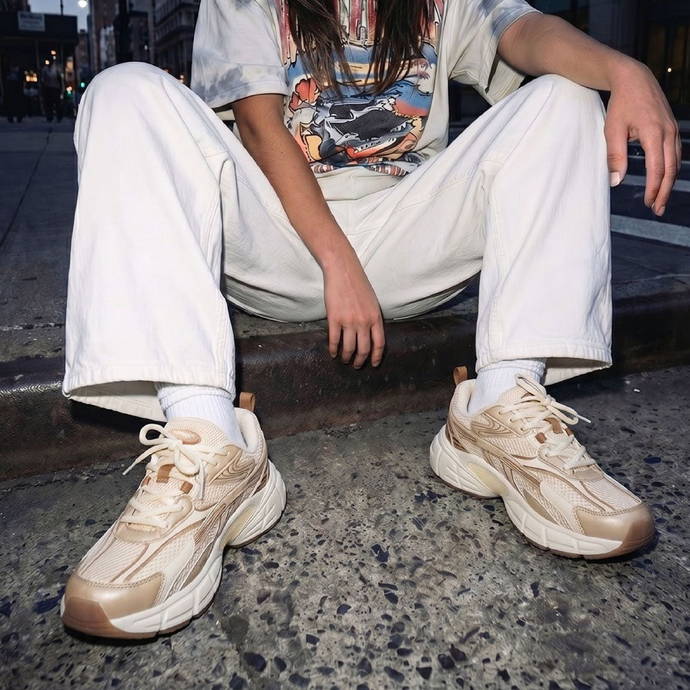 Women's Retro Chunky Trainers in cream, bronze – view 5