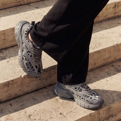 Women's Retro Chunky Trainers in grey, leopard print – view 4