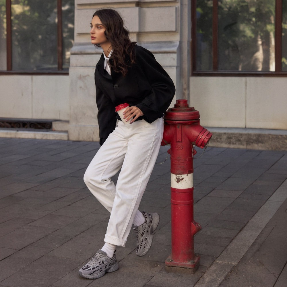 Women's Retro Chunky Trainers in grey, leopard print – view 8