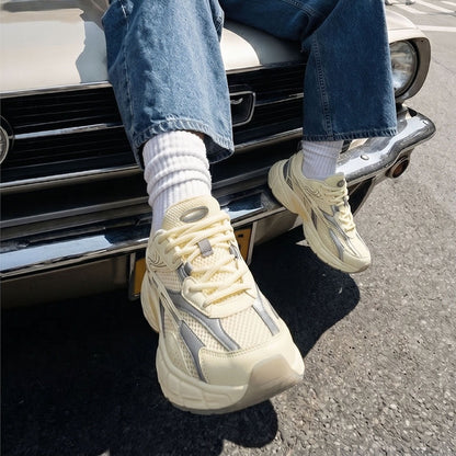 Women's Retro Chunky Trainers in lemon cream, grey – view 5