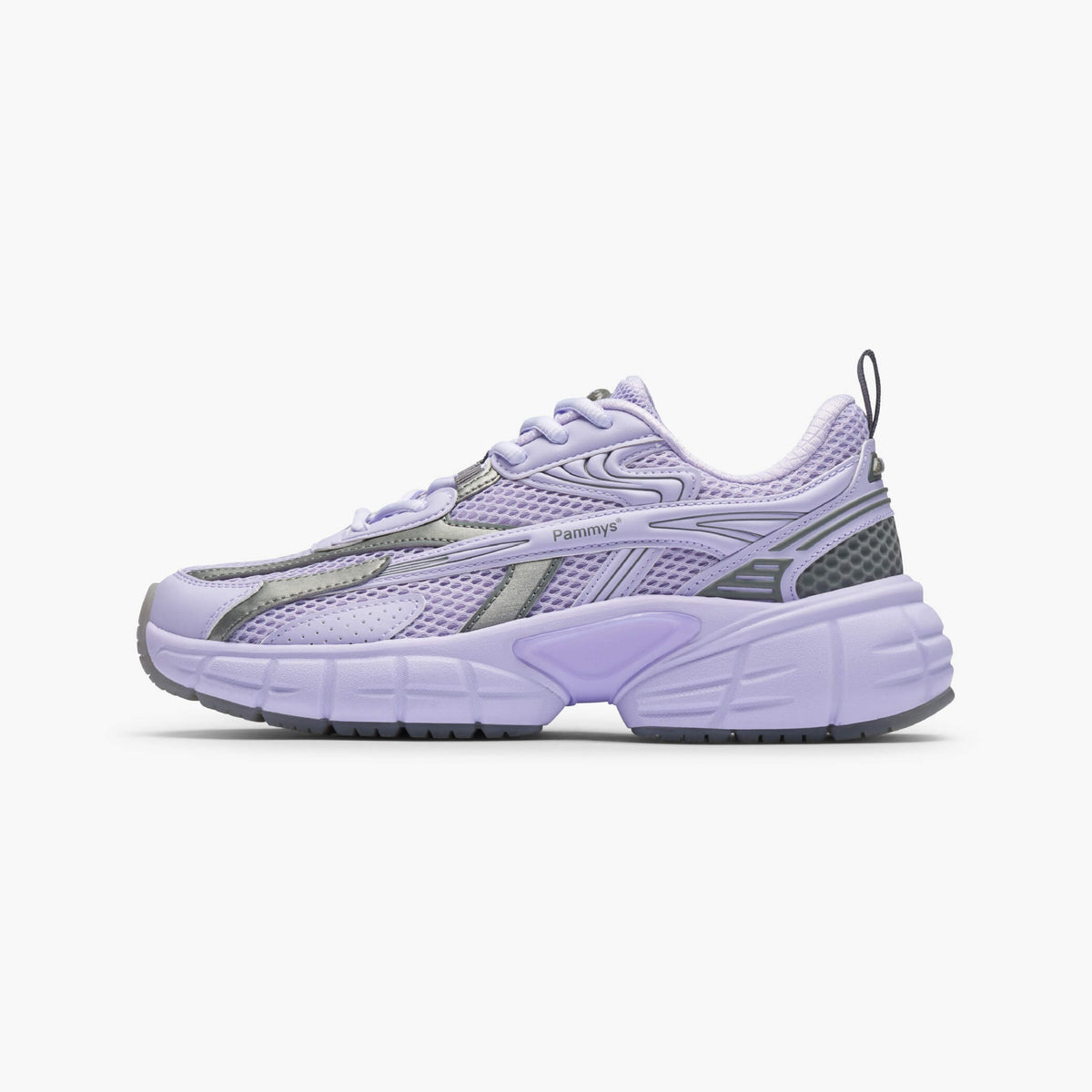 Women's Retro Chunky Trainers in lilac, grey – side view