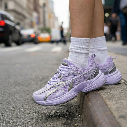 Women's Retro Chunky Trainers in lilac, grey – view 3