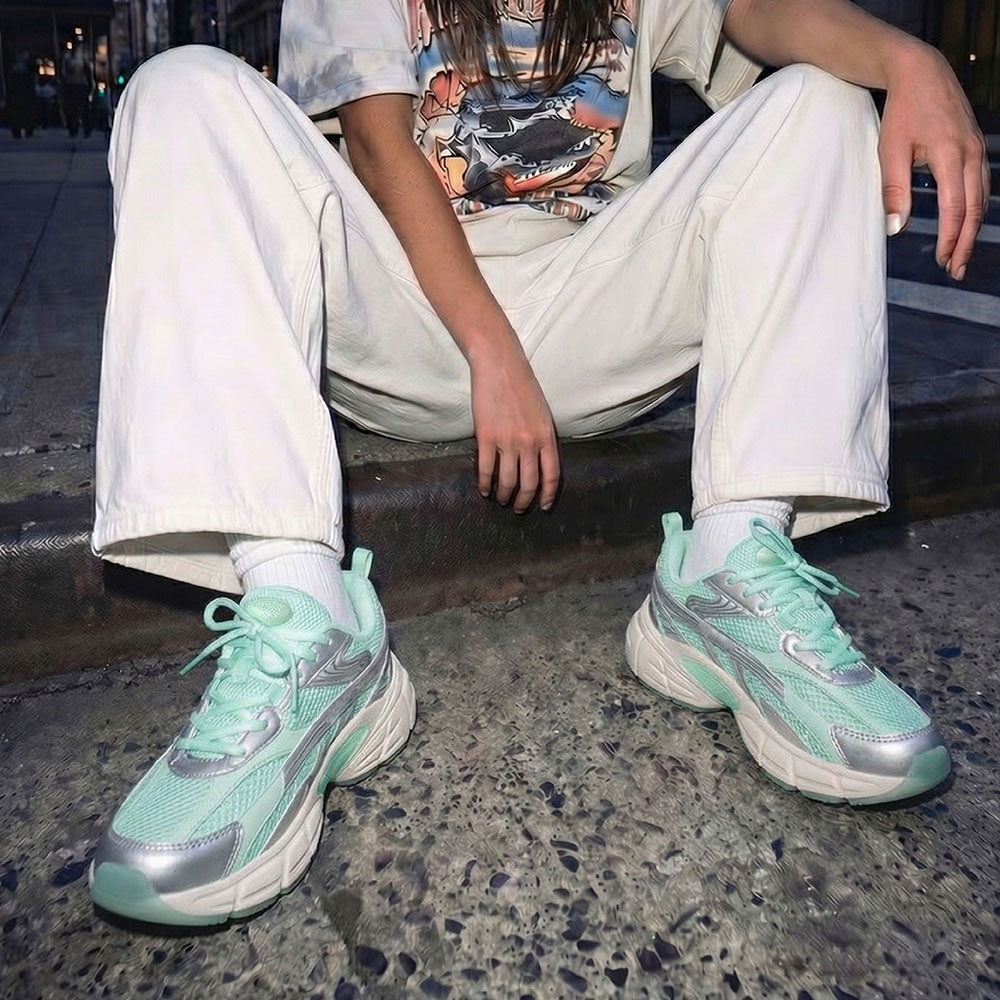 Women's Retro Chunky Trainers in mint green, silver – view 5