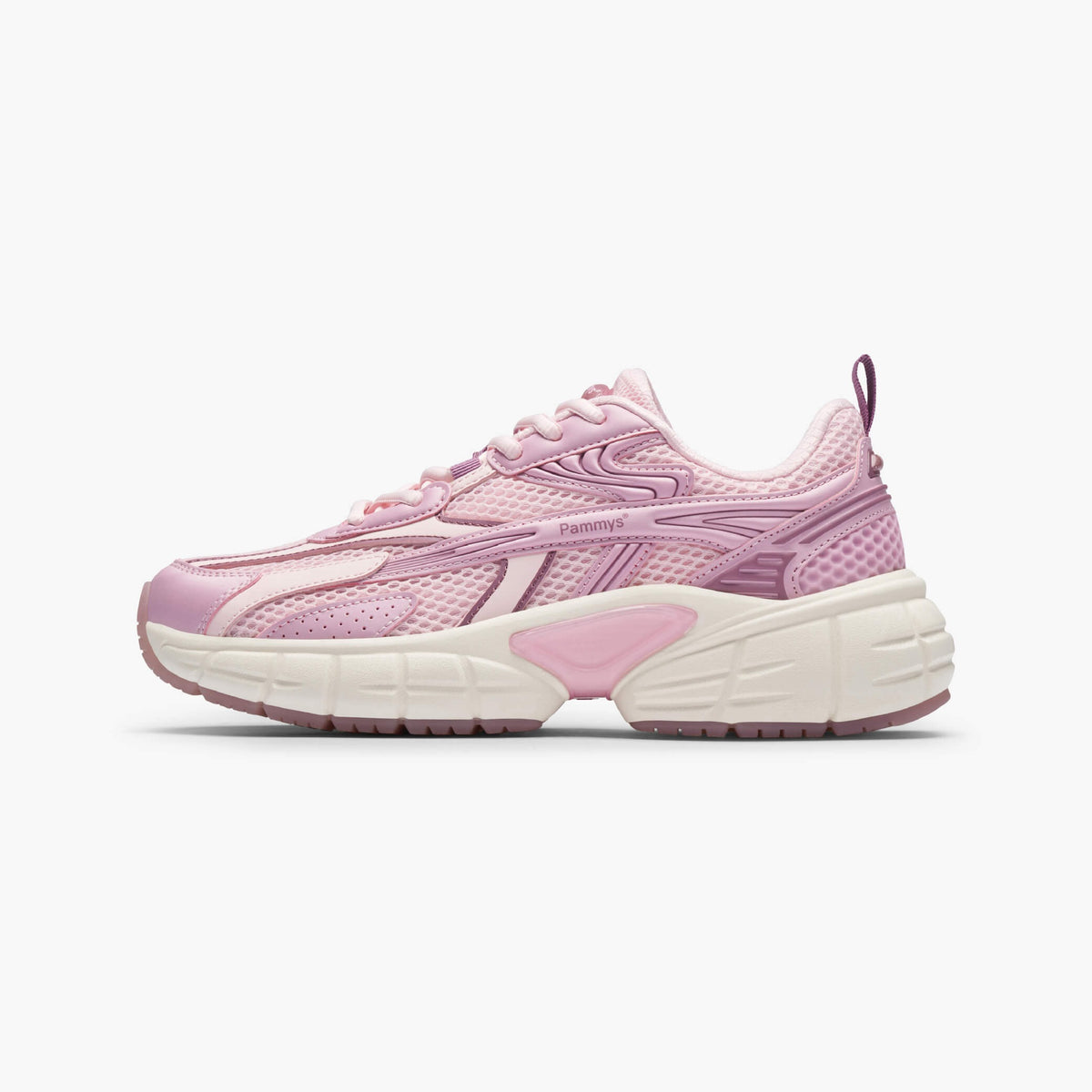 Women's Retro Chunky Trainers in pastel pink – side view