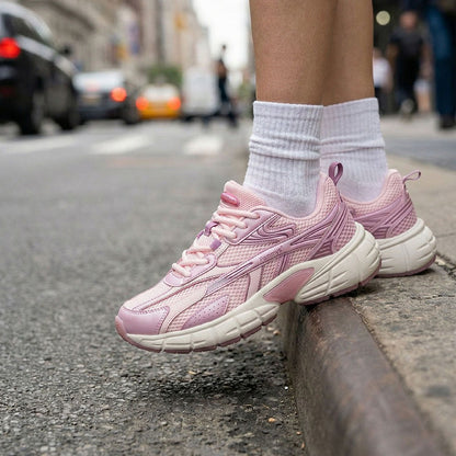 Women's Retro Chunky Trainers in pastel pink – view 3