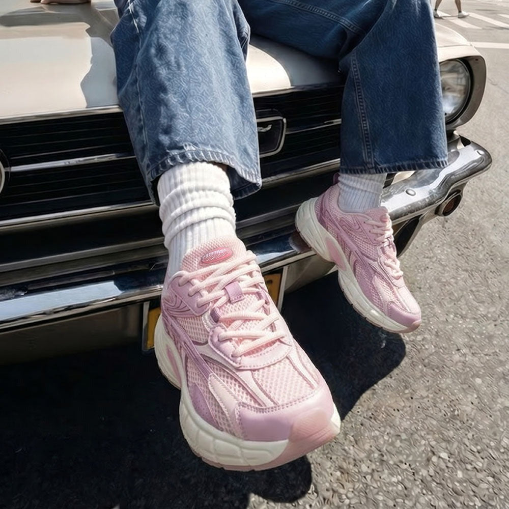 Women's Retro Chunky Trainers in pastel pink – view 7