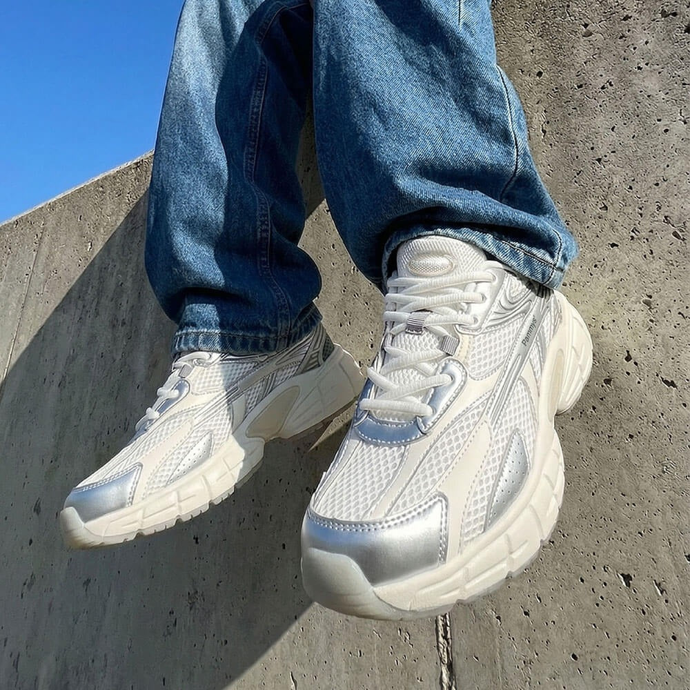 Women's Retro Chunky Trainers in white, silver – view 7
