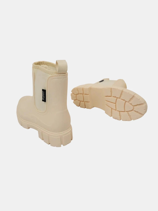 Women's Waterproof Chelsea Rain Boots in black – side view