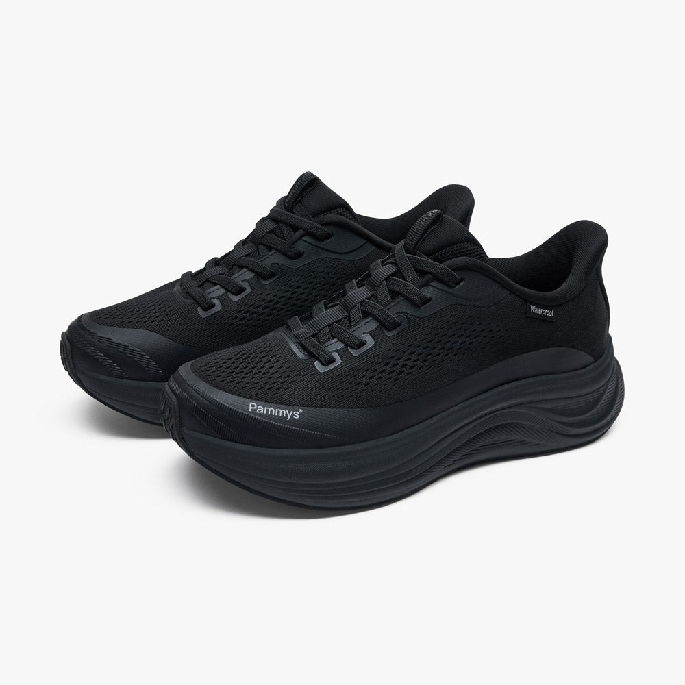 Women's Waterproof Hands-Free Trainers in black – pair, front view