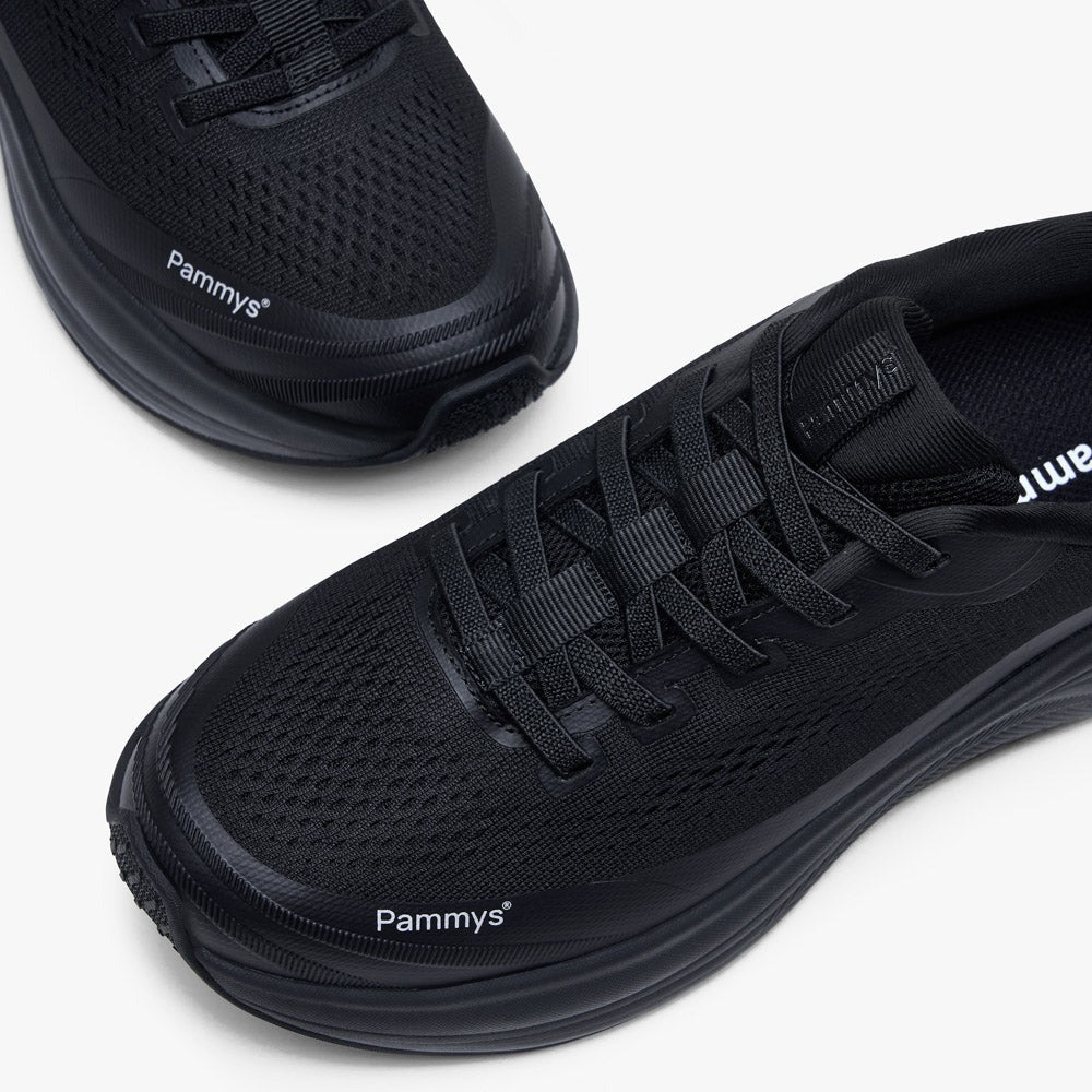 Women's Waterproof Hands-Free Trainers in black – knit upper and toe