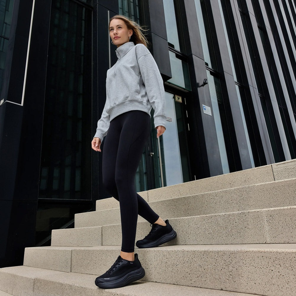 Women's Waterproof Hands-Free Trainers in black – styled outfit