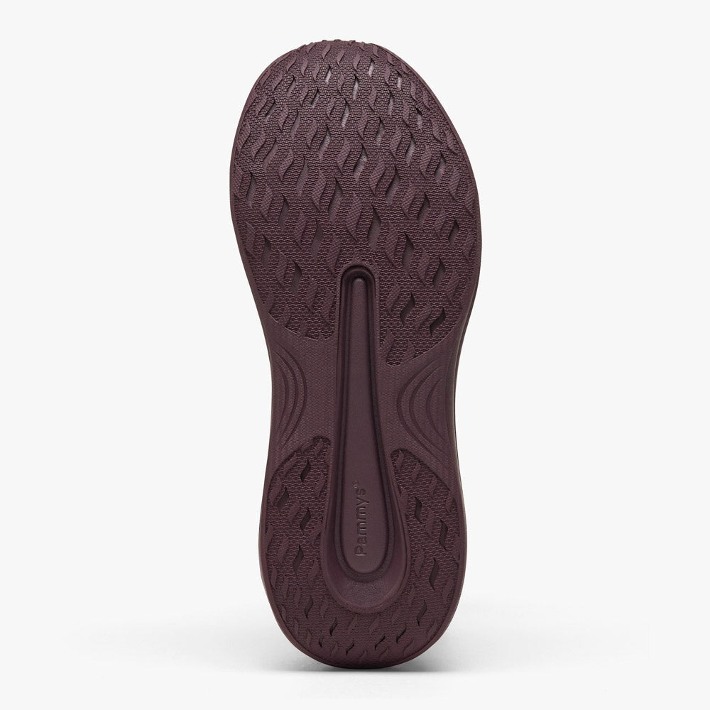 Women's Waterproof Hands-Free Trainers in burgundy – non-slip rubber outsole
