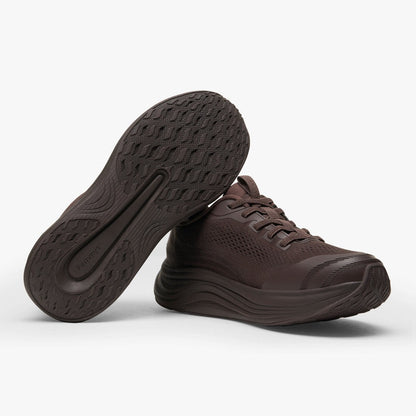 Women's Waterproof Hands-Free Trainers in chocolate brown – pair with sole