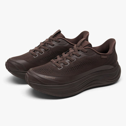 Women's Waterproof Hands-Free Trainers in chocolate brown – pair, front view