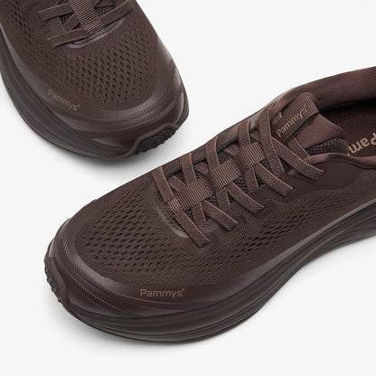Women's Waterproof Hands-Free Trainers in chocolate brown – knit upper and toe