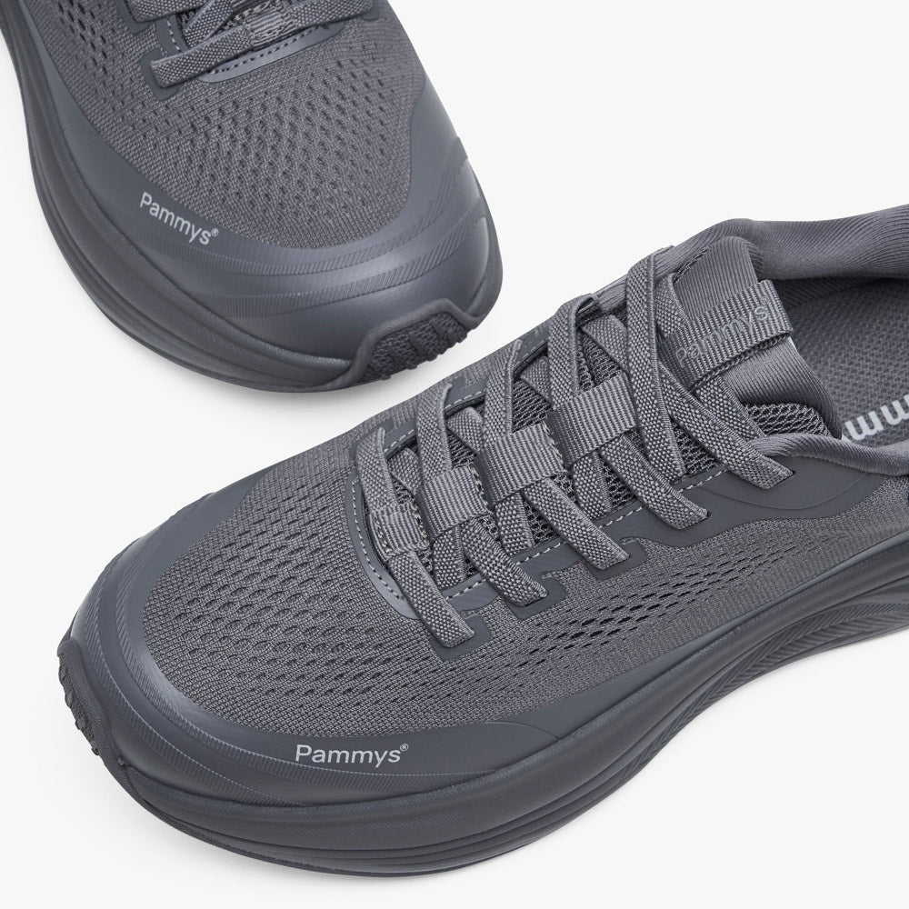 Women's Waterproof Hands-Free Trainers in dark grey – knit upper and toe
