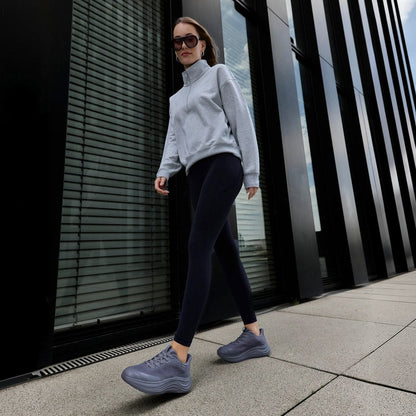 Women's Waterproof Hands-Free Trainers in dark grey – styled outfit