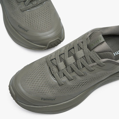 Women's Waterproof Hands-Free Trainers in khaki green – knit upper and toe