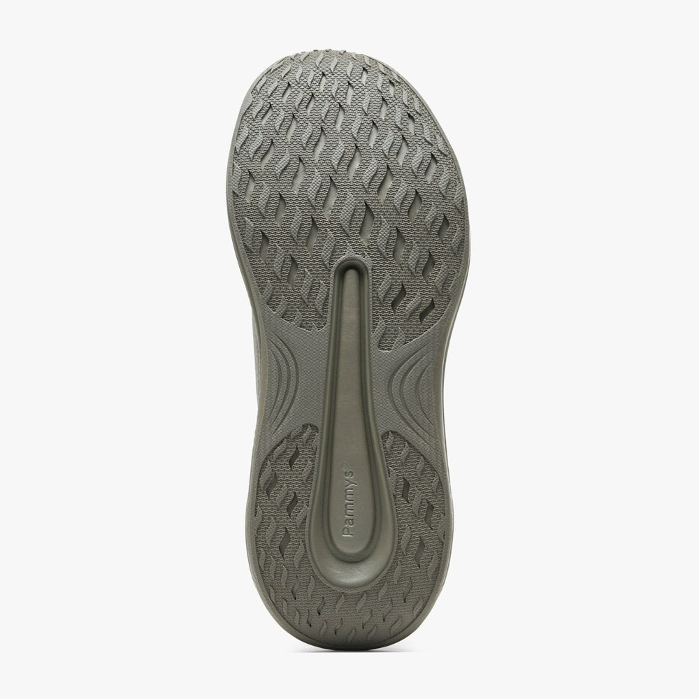 Women's Waterproof Hands-Free Trainers in khaki green – non-slip rubber outsole