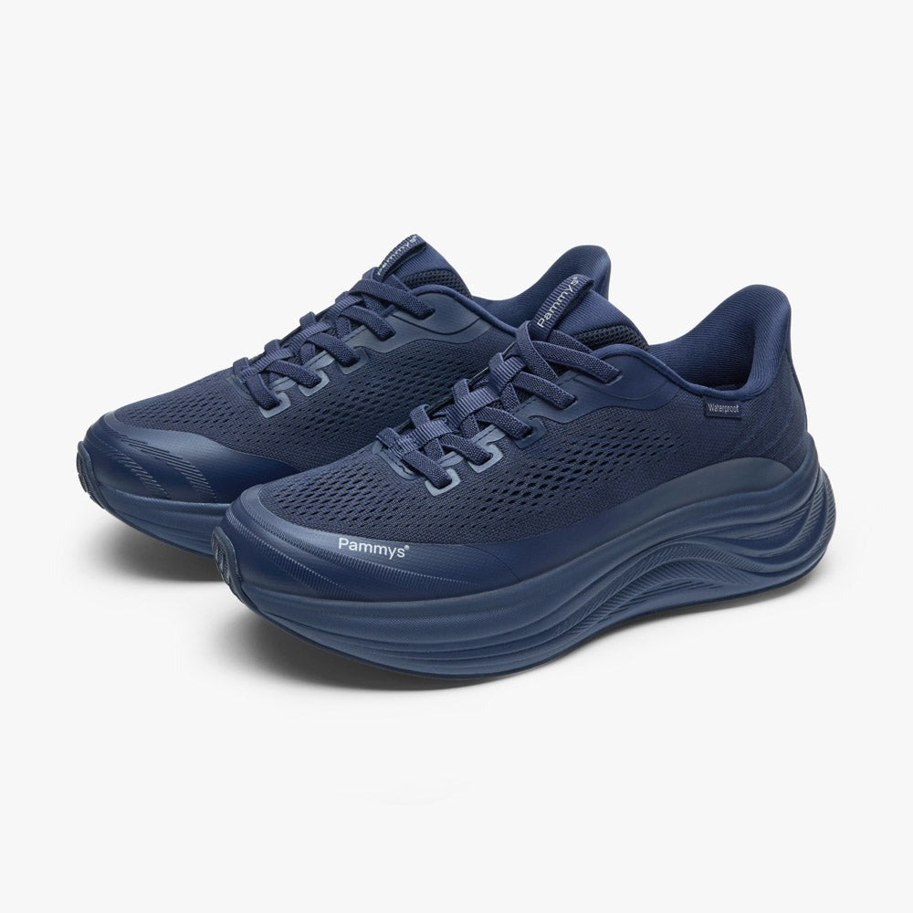 Women's Waterproof Hands-Free Trainers in navy – pair, front view