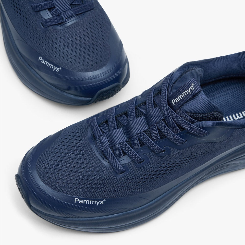 Women's Waterproof Hands-Free Trainers in navy – knit upper and toe
